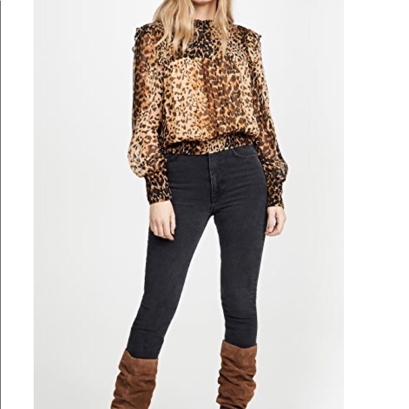 Free People Leopard Romantic Roma Blouse  Size L - Picture 4 of 8